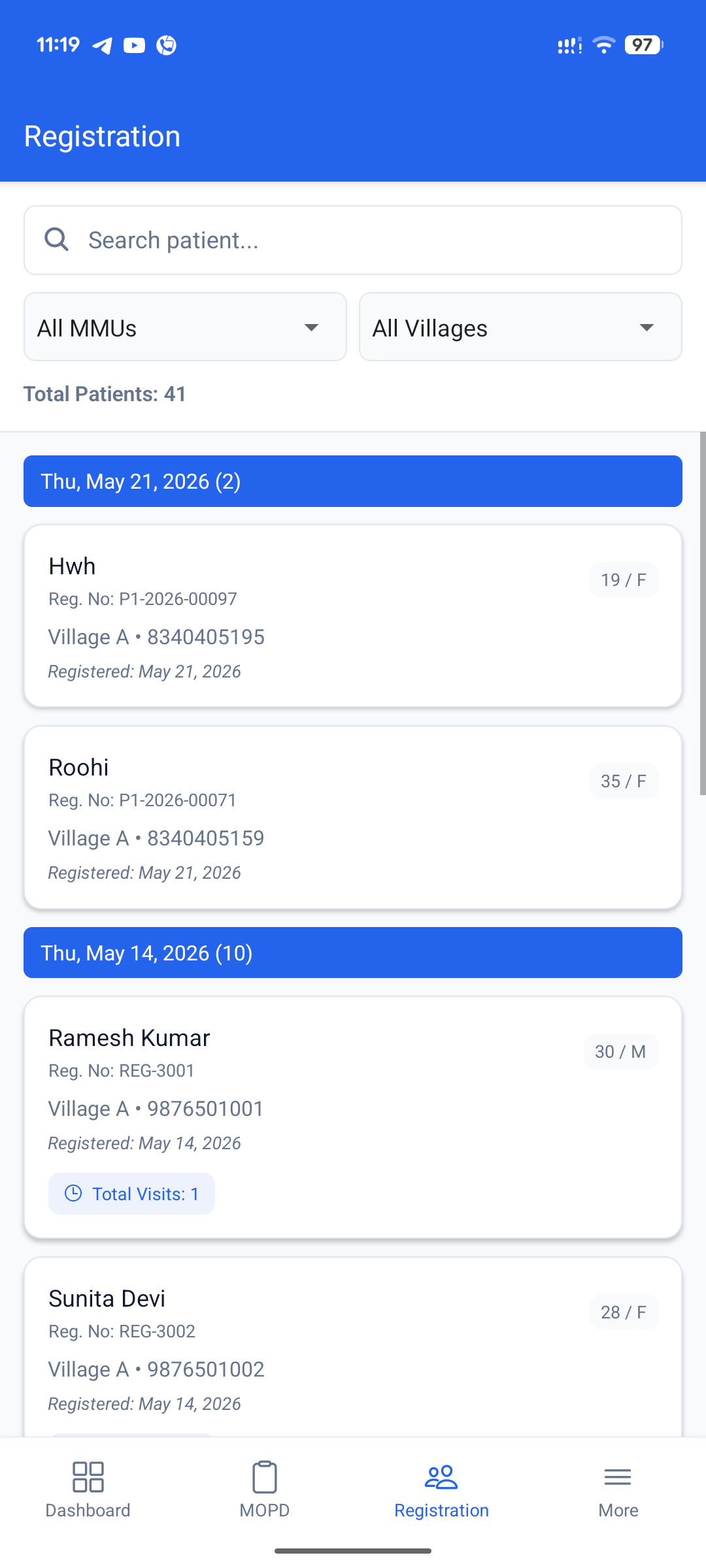 Patient Registration List