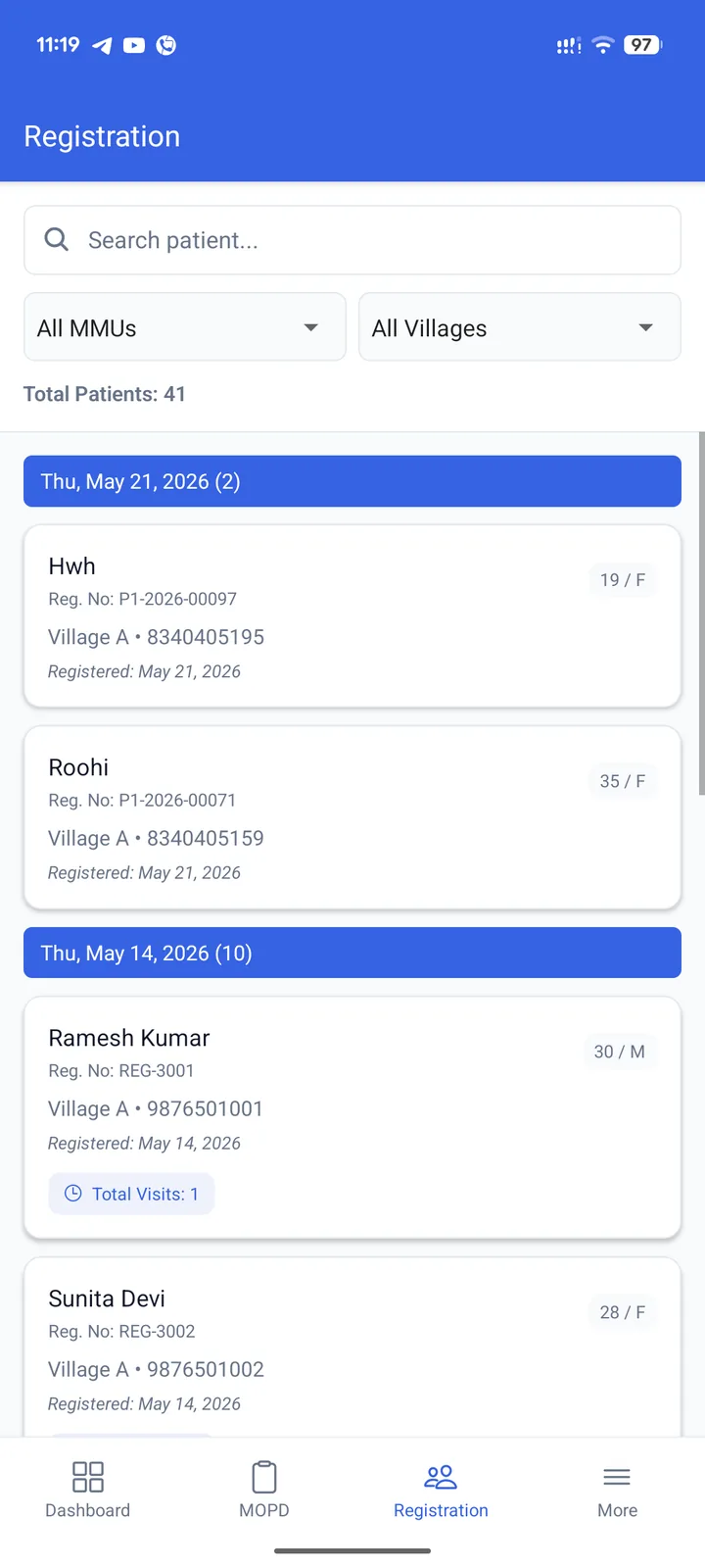 Patient Registration List